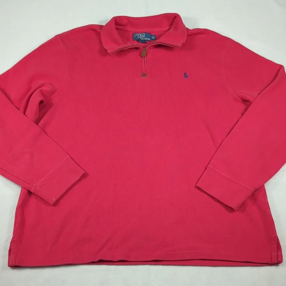 Polo Ralph Lauren Men's Red‎ Quarter Zip Pullover Sweater Size XL